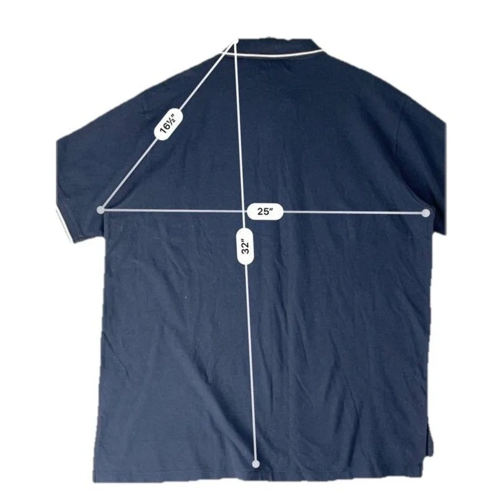 VTG Men's Polo Jeans‎ Co. Ralph Lauren Navy Polo Shirt Shoulder Racing Stripes L